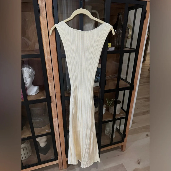 Rumor Ribbed boat Neck Knit Bodycon Midi Dress bridal sweater beige - Picture 2 of 6